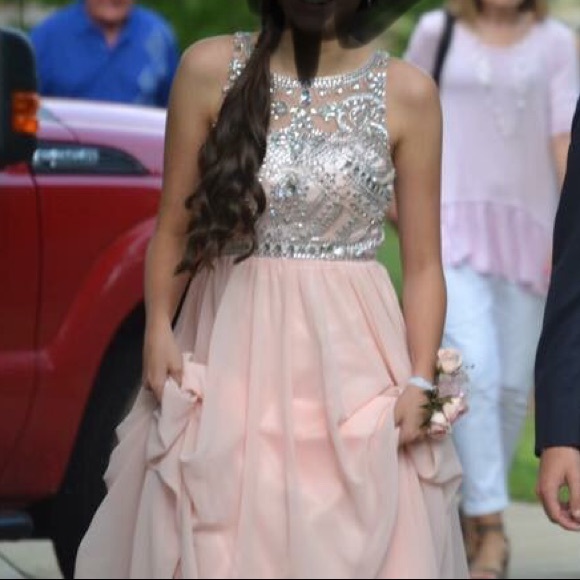 Dancing Queen Blush Pink Beaded Top Prom Dress - Picture 3 of 7